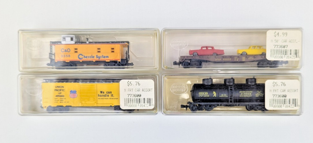Model Power N Scale Freight Cars Flat Tank Caboose Box Assorted Lot of 4
